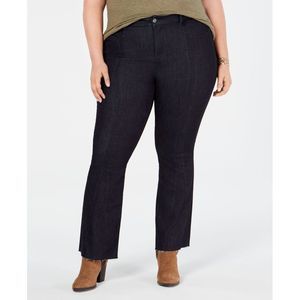 YSJ Womens Plus Size Bootcut Raw Hem Jeans,Rinse,14W